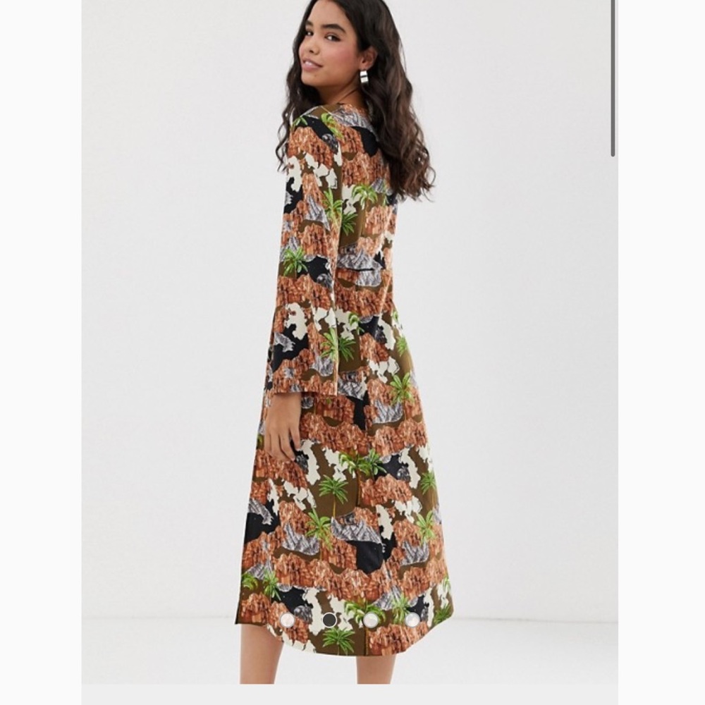 NWT ASOS MONKI Island Print Midi Dress - Picture 3 of 8
